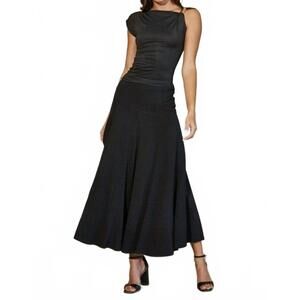 NEW EDIT BY NINE crepe knit godet skirt in black